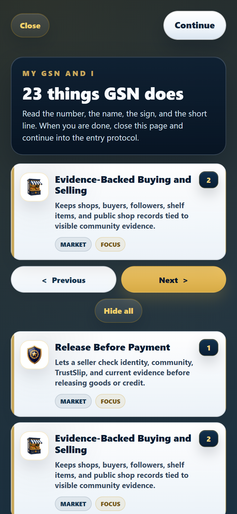 GSN mobile product view